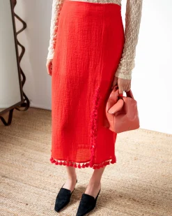 Sale Ayla Skirt Tencel Blend Red Skirts | Clothing