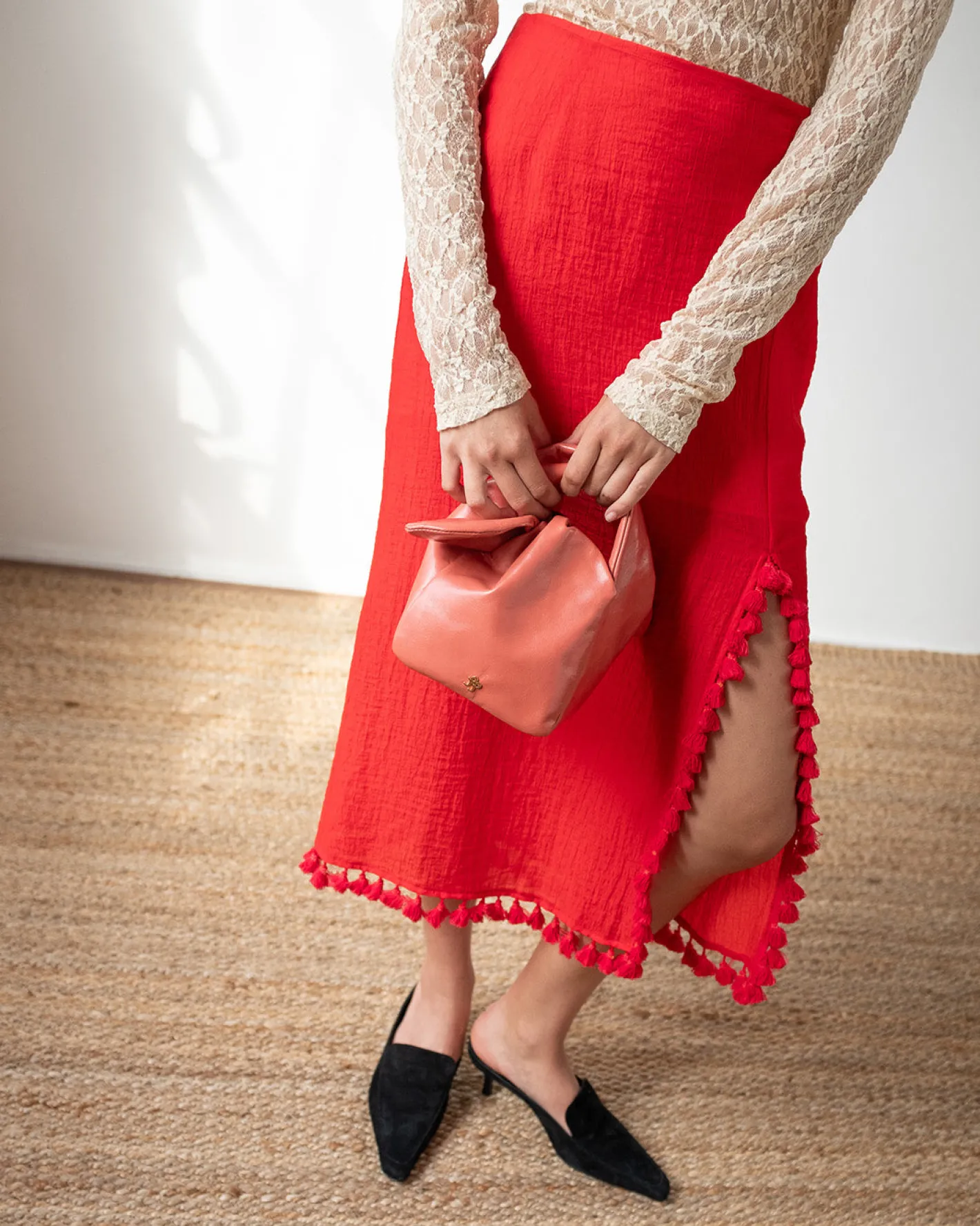 Sale Ayla Skirt Tencel Blend Red Skirts | Clothing