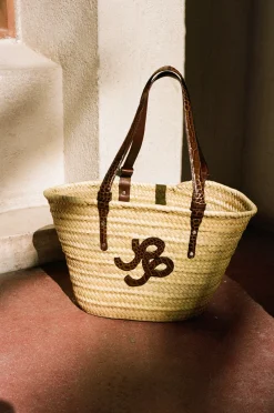 Fashion Basket Tote Leather Emboss Croc Brown Everyday