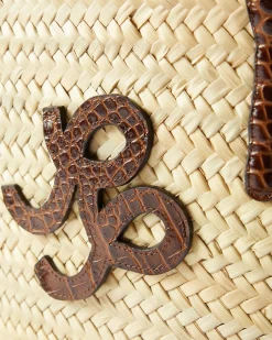 Fashion Basket Tote Leather Emboss Croc Brown Everyday