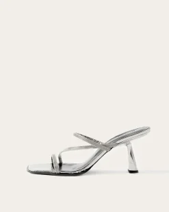 Hot Bella Sandals Leather Silver Heels