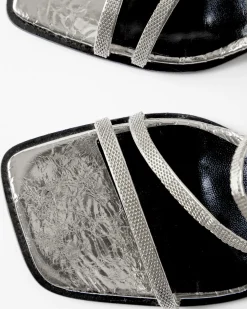 Hot Bella Sandals Leather Silver Heels