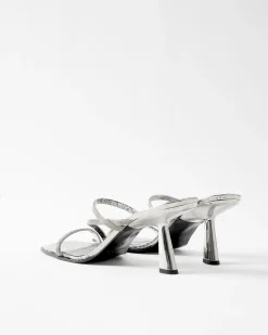 Hot Bella Sandals Leather Silver Heels