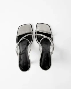 Hot Bella Sandals Leather Silver Heels