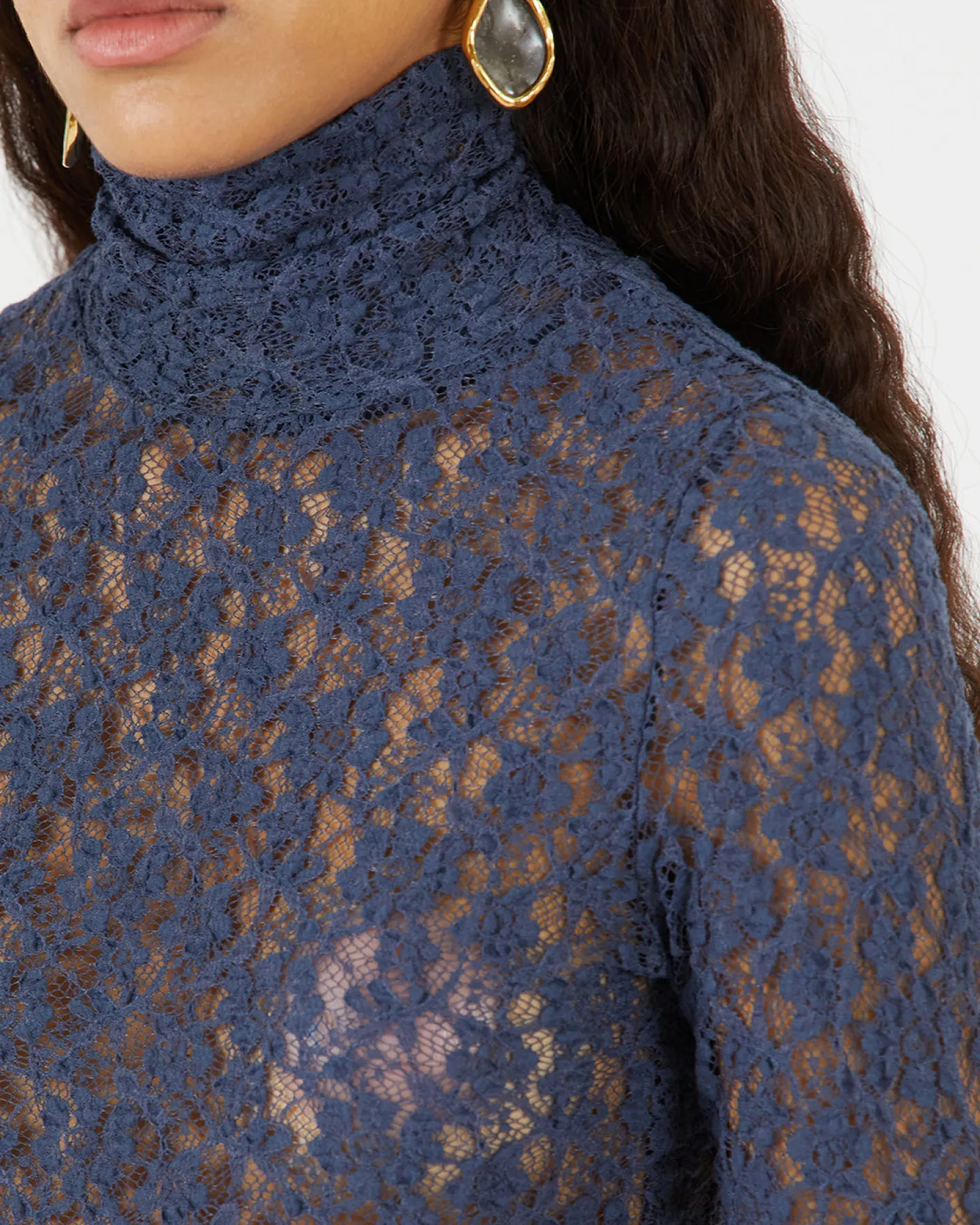 Online Bronte Top Cotton Blend Lace Navy T-Shirts & Tanks | Clothing