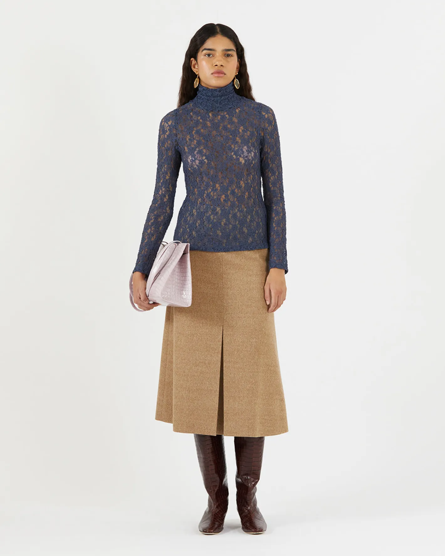 Online Bronte Top Cotton Blend Lace Navy T-Shirts & Tanks | Clothing