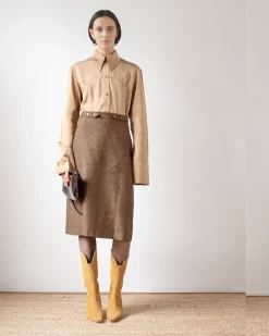 Online Camilla Shirt Satin Twill Tan Shirts & Blouses | Clothing