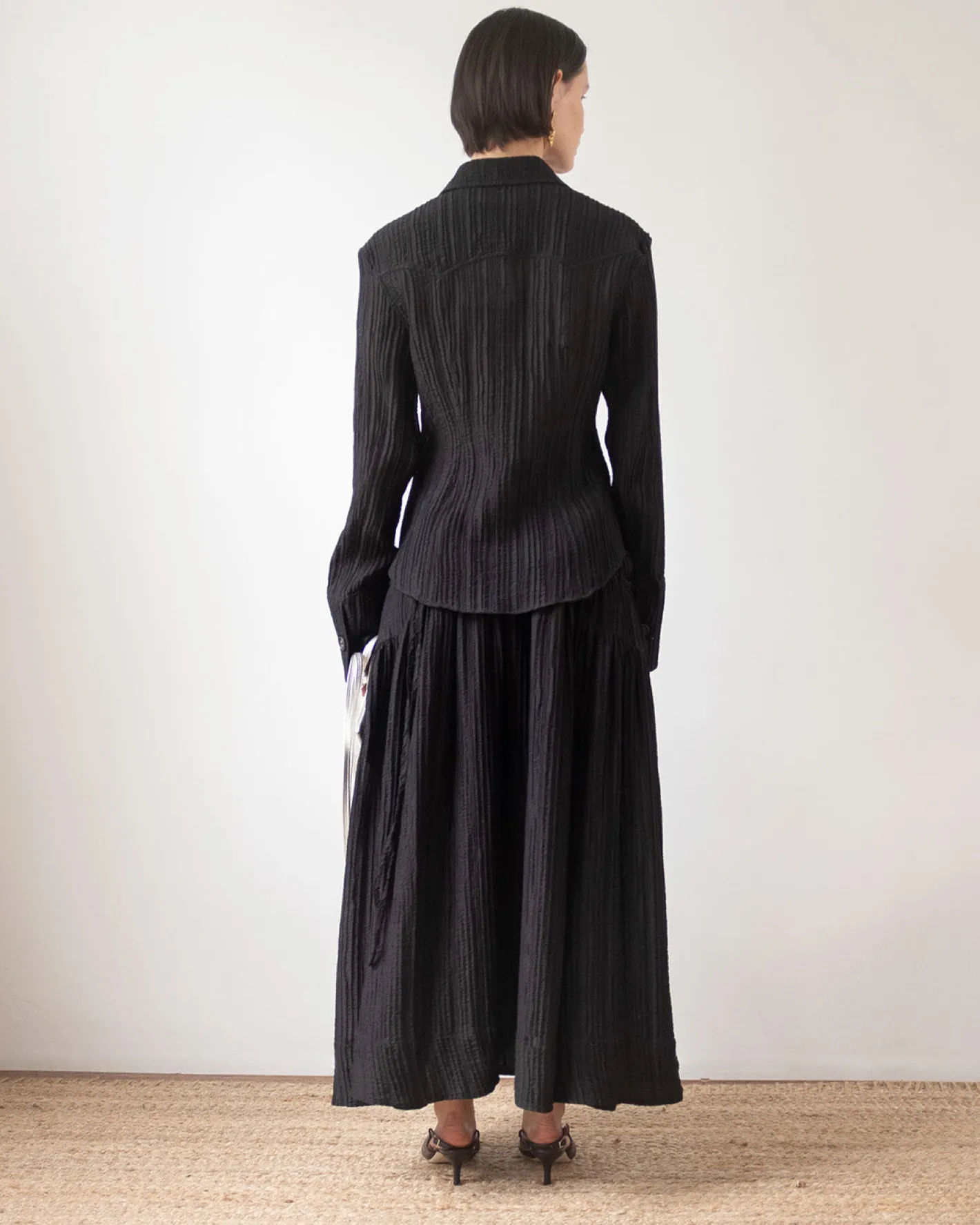 Outlet Camilla Shirt Tencel Blend Seersucker Black Shirts & Blouses | Clothing