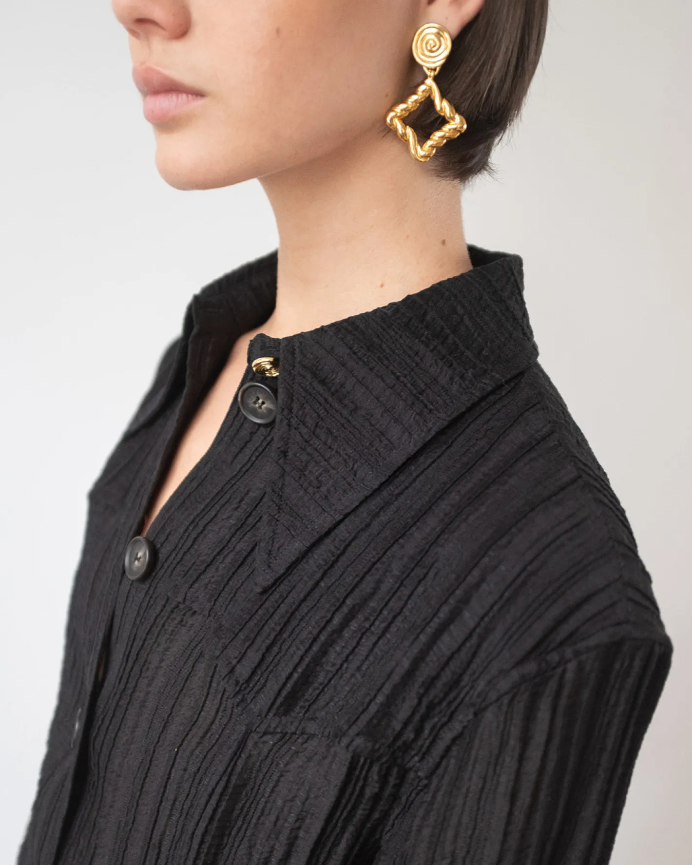 Outlet Camilla Shirt Tencel Blend Seersucker Black Shirts & Blouses | Clothing