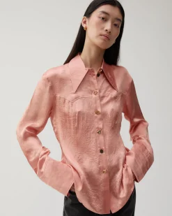 Online Camille Shirt Acetate Satin Pink Shirts & Blouses | Clothing