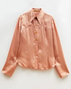 Online Camille Shirt Acetate Satin Pink Shirts & Blouses | Clothing