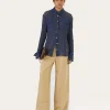 New Camille Shirt Cotton Blend Lace Navy Shirts & Blouses | Clothing