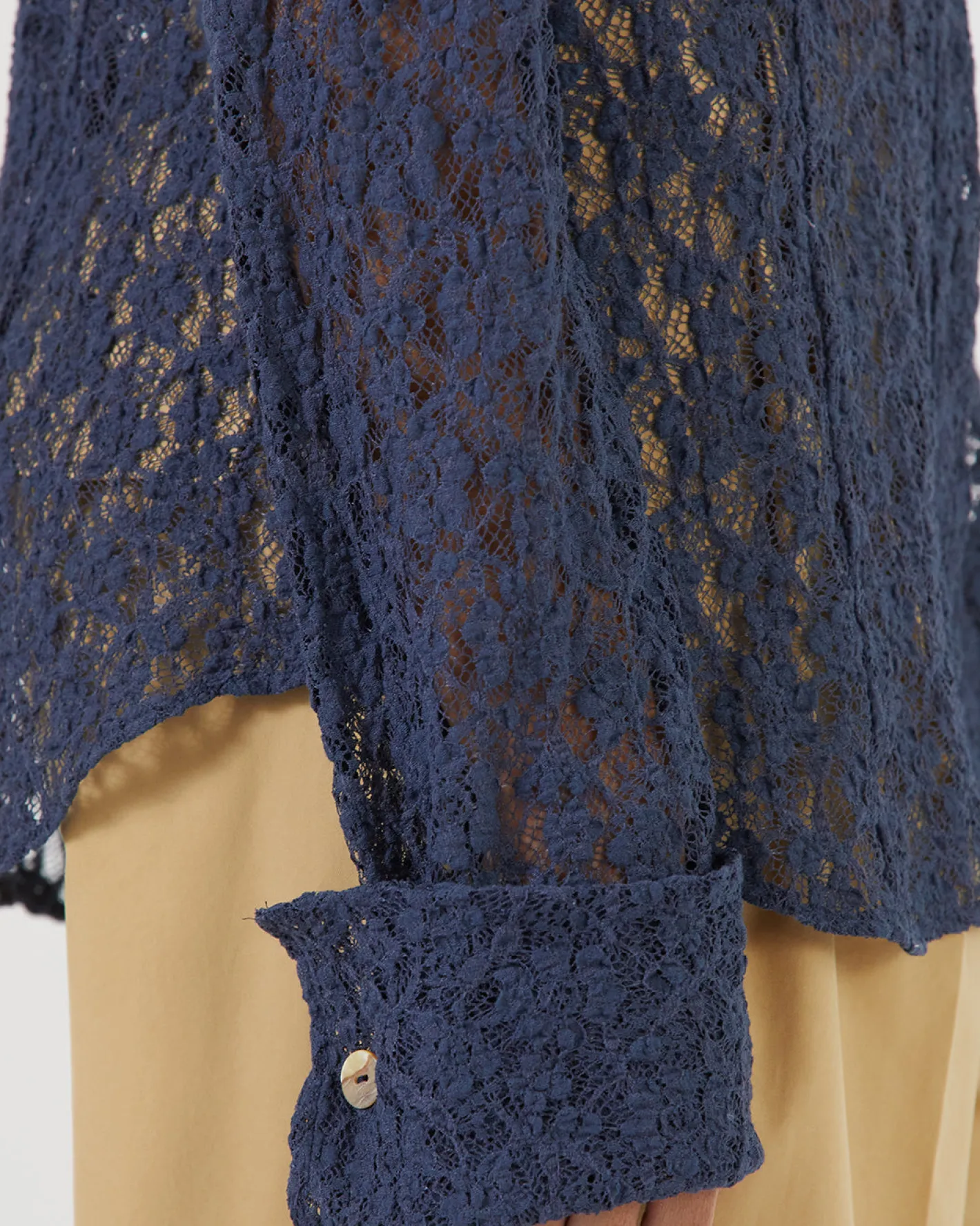 New Camille Shirt Cotton Blend Lace Navy Shirts & Blouses | Clothing