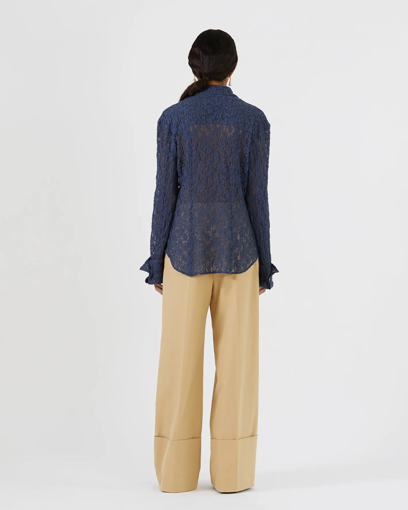 New Camille Shirt Cotton Blend Lace Navy Shirts & Blouses | Clothing