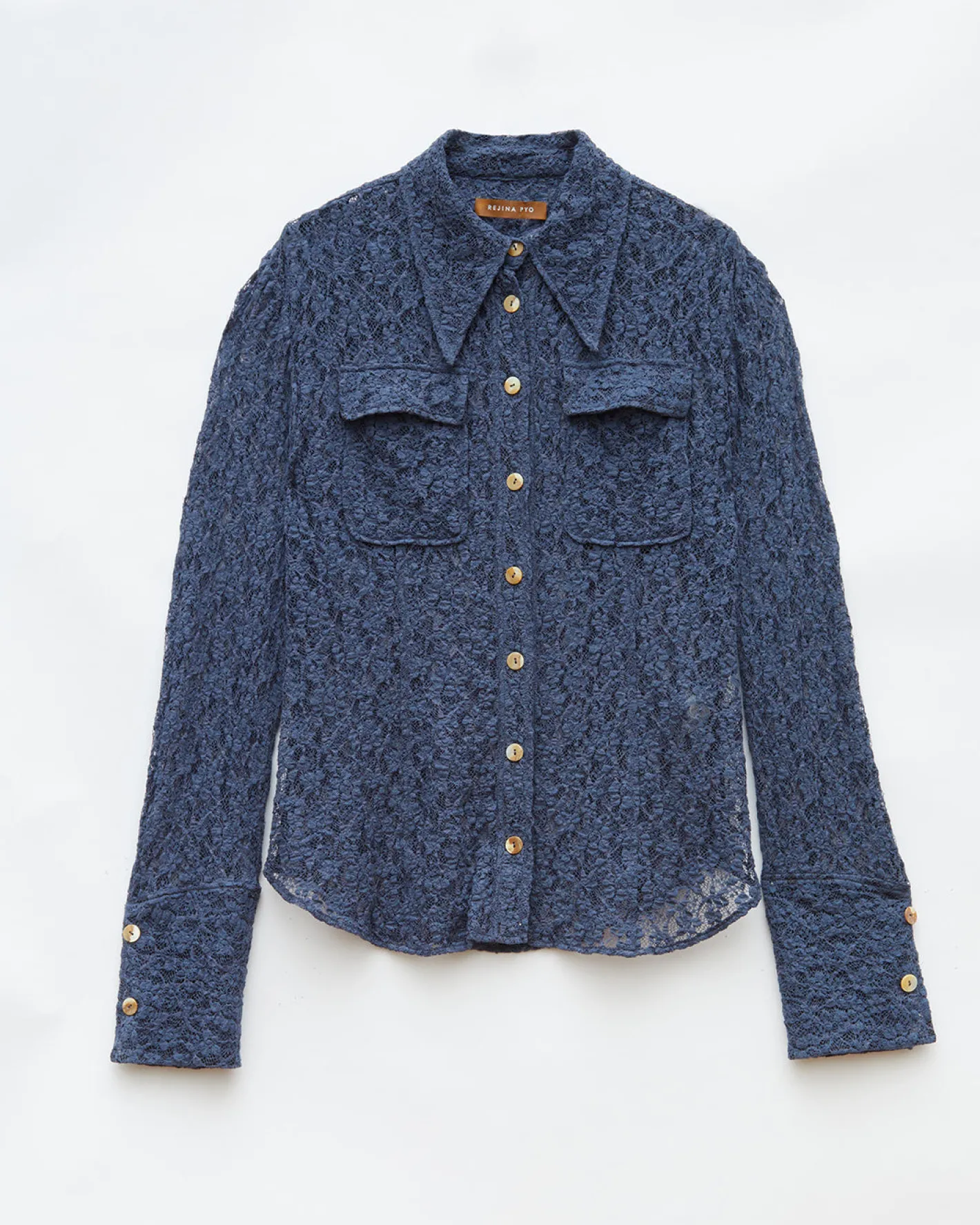 New Camille Shirt Cotton Blend Lace Navy Shirts & Blouses | Clothing