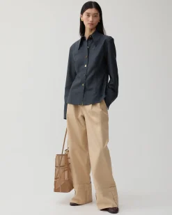New Camille Shirt Wool Blend Suiting Slate Shirts & Blouses | Clothing