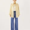 Sale Caprice Shirt Cotton Seersucker Stripe Yellow Shirts & Blouses | Clothing