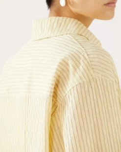 Sale Caprice Shirt Cotton Seersucker Stripe Yellow Shirts & Blouses | Clothing