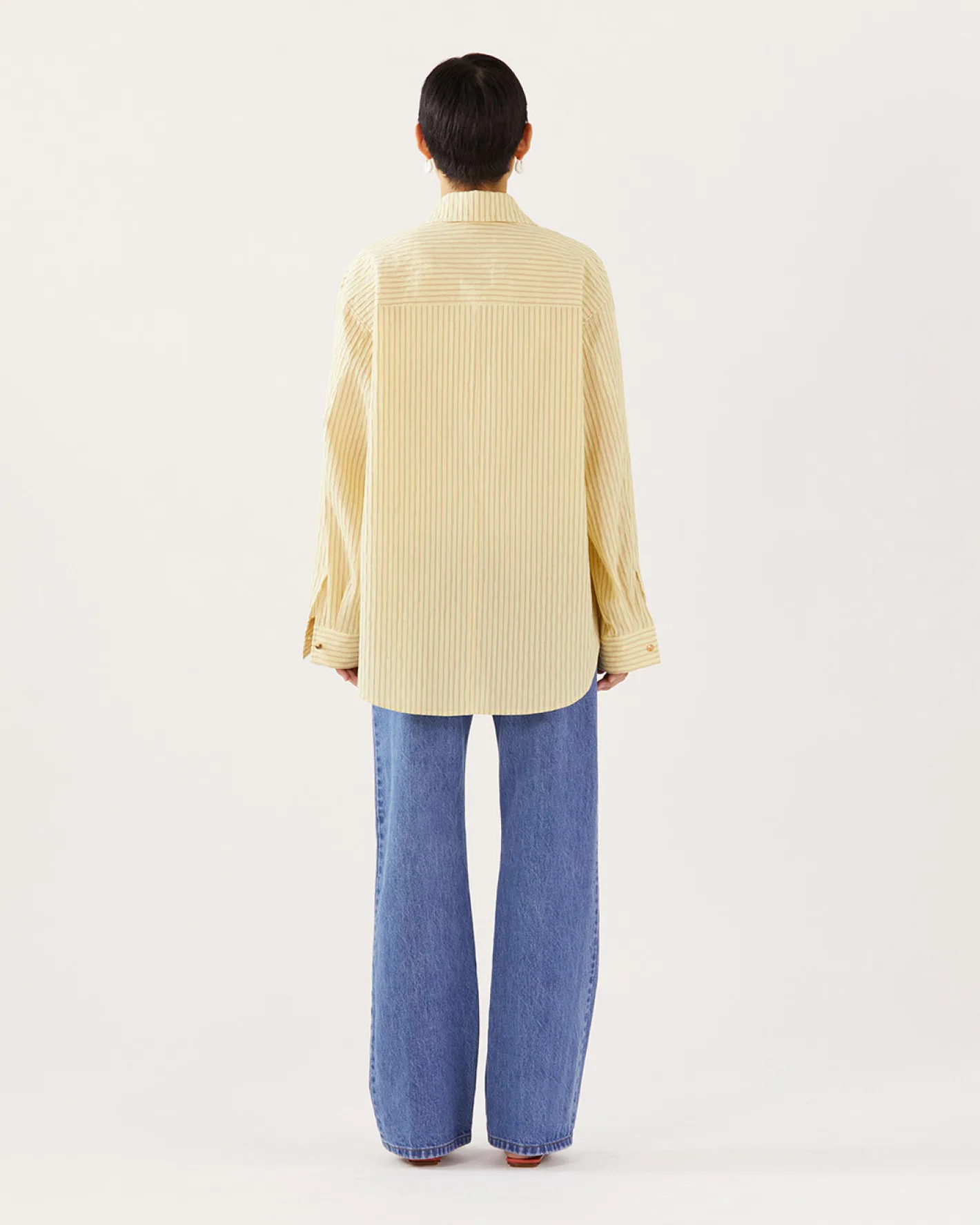 Sale Caprice Shirt Cotton Seersucker Stripe Yellow Shirts & Blouses | Clothing