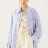 Outlet Caprice Shirt Cotton Stripe Blue Shirts & Blouses | Clothing