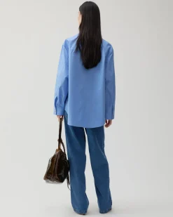 Sale Caprice Shirt Organic Cotton Blue Shirts & Blouses | Clothing