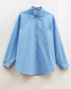 Sale Caprice Shirt Organic Cotton Blue Shirts & Blouses | Clothing