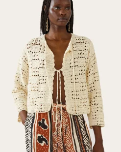 Fashion Caro Cardigan Organic Cotton Cream Knitwear | Clothing
