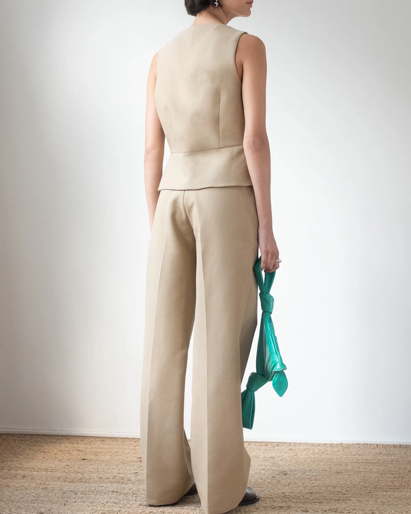 Discount Cathy Trouser Cotton Silk Double-face Beige Trousers | Tailoring