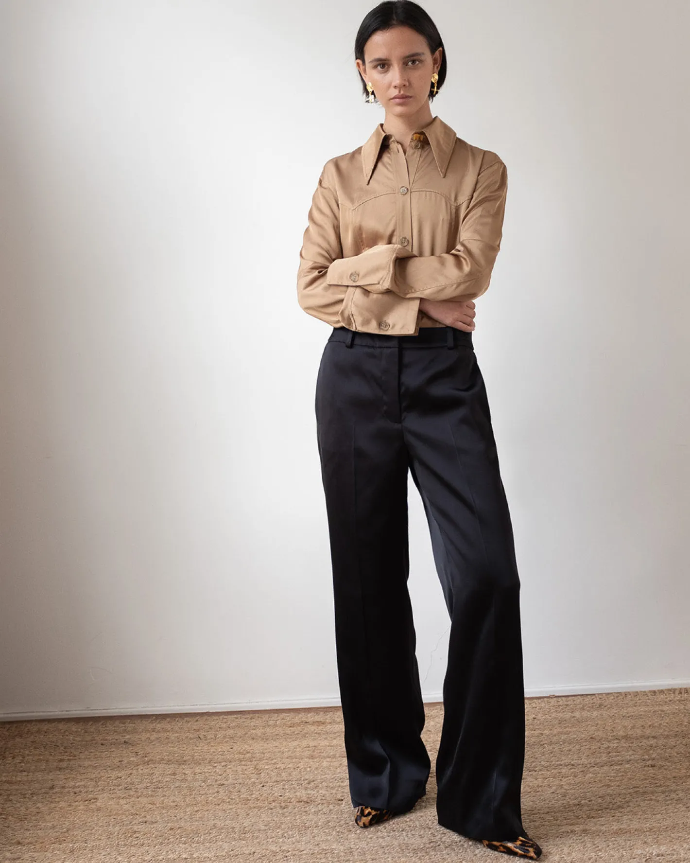 Outlet Cathy Trousers Duchesse Satin Black Tailoring | Clothing