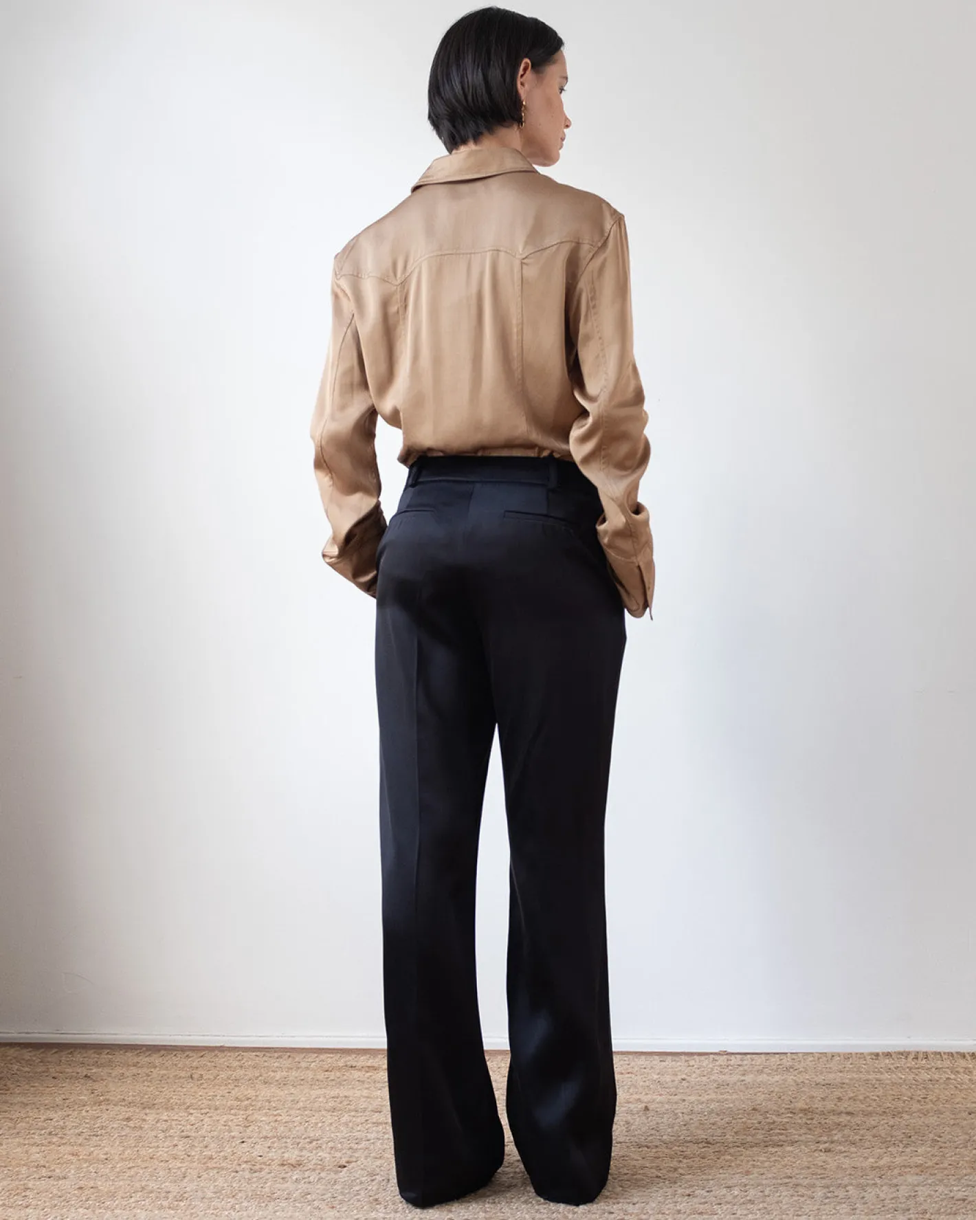 Outlet Cathy Trousers Duchesse Satin Black Tailoring | Clothing