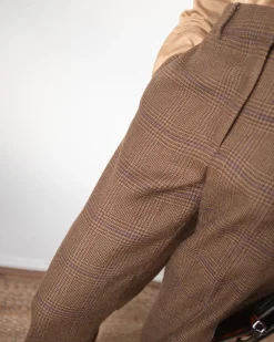 Clearance Cathy Trousers Wool Check Brown Tailoring | Clothing