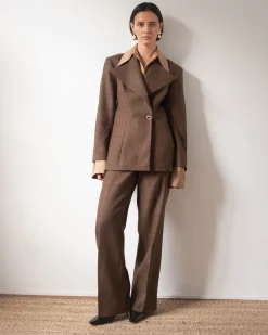 Clearance Cathy Trousers Wool Check Brown Tailoring | Clothing
