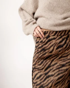 Sale Cecily Skirt Wool Blend Jacquard Tiger Beige Skirts | Clothing