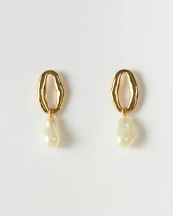 Sale Chain Pendant Earrings Glass Pearl Gold Earrings
