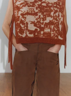 Clearance Citro Vest Alpaca Blend Jacquard Brown Knitwear | Clothing