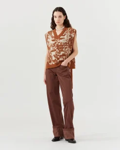 Clearance Citro Vest Alpaca Blend Jacquard Brown Knitwear | Clothing