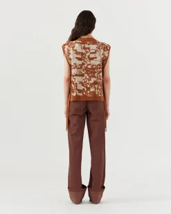 Clearance Citro Vest Alpaca Blend Jacquard Brown Knitwear | Clothing
