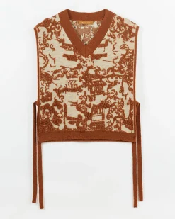 Clearance Citro Vest Alpaca Blend Jacquard Brown Knitwear | Clothing