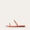 Sale Clara Sandals Leather Emboss Croc Orange Flats