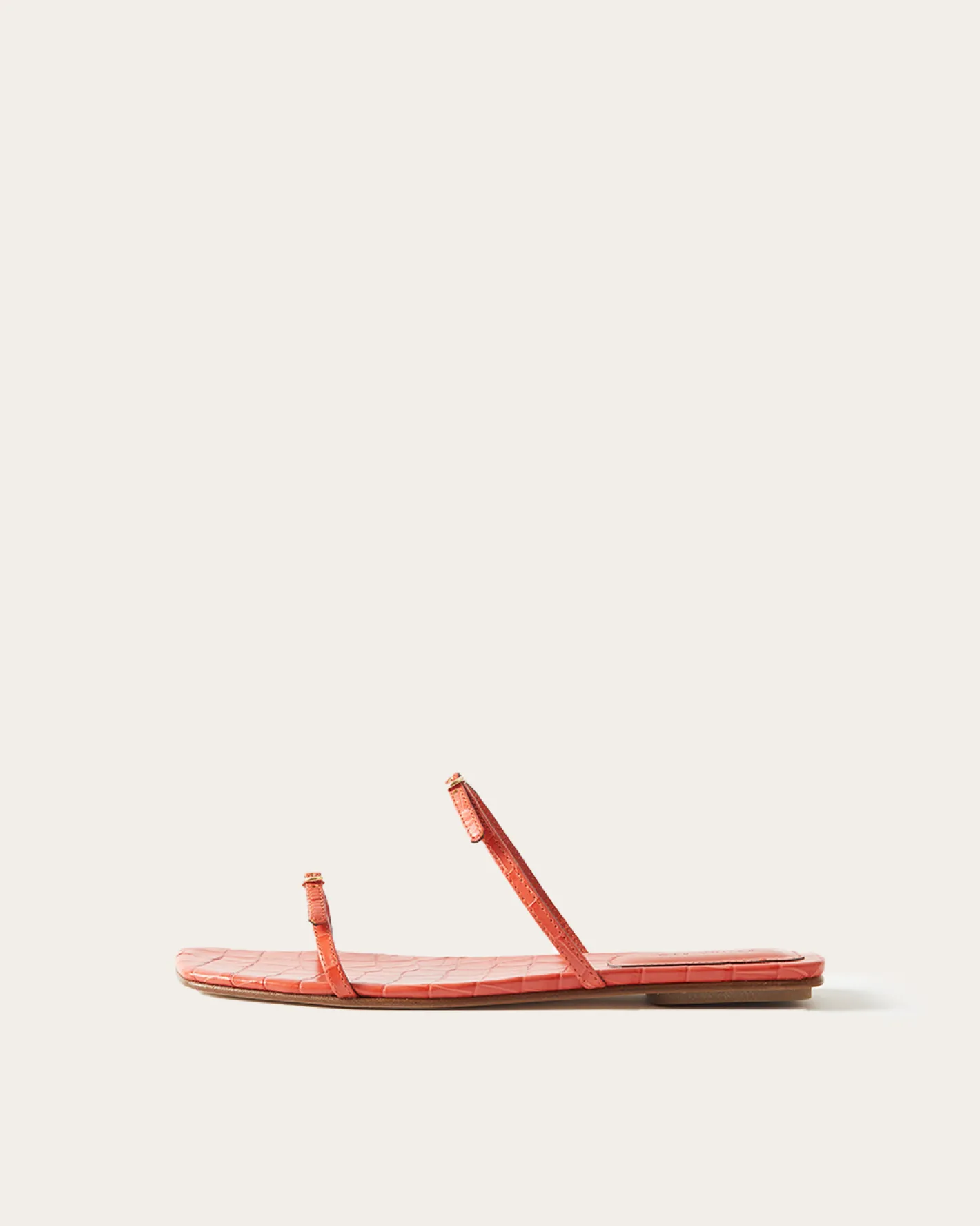 Sale Clara Sandals Leather Emboss Croc Orange Flats