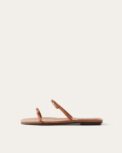 Fashion Clara Sandals Leather Nappa Tan Flats