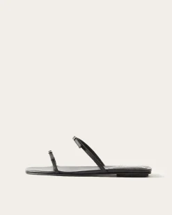 Hot Clara Sandals Leather Nappa Black Flats