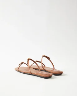 Fashion Clara Sandals Leather Nappa Tan Flats