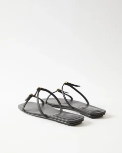 Hot Clara Sandals Leather Nappa Black Flats