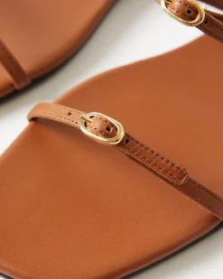 Fashion Clara Sandals Leather Nappa Tan Flats