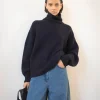 Outlet Claudia Sweater Chunky Alpaca Navy Knitwear | Clothing