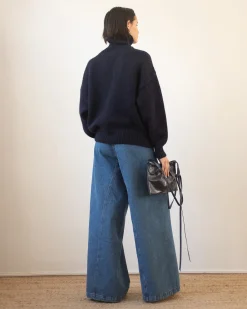 Outlet Claudia Sweater Chunky Alpaca Navy Knitwear | Clothing