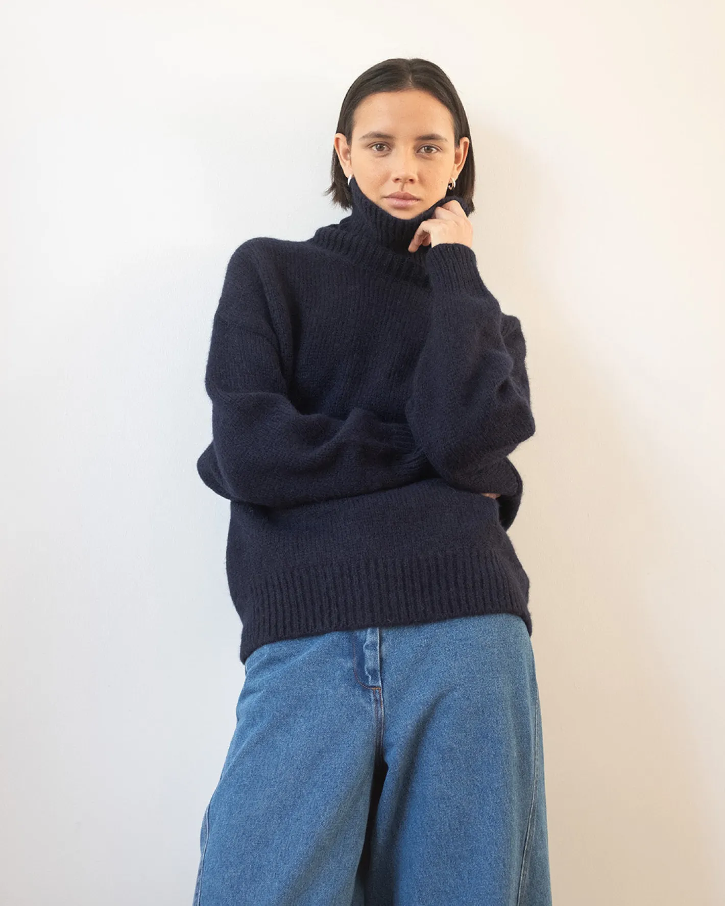 Outlet Claudia Sweater Chunky Alpaca Navy Knitwear | Clothing