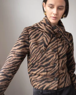 Outlet Cleo Jacket Wool Blend Jacquard Tiger Beige Jackets | Jackets