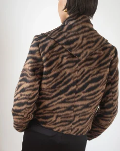 Outlet Cleo Jacket Wool Blend Jacquard Tiger Beige Jackets | Jackets
